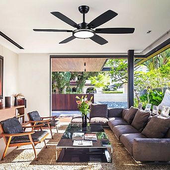 52 Inch Downrod Ceiling Fan with Light Quiet DC Motor Remote App Control Modern