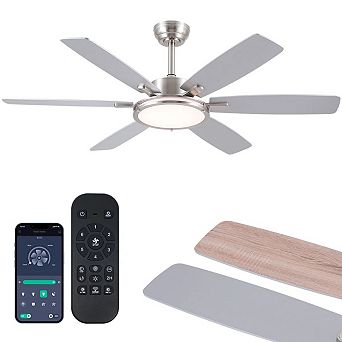 52 Inch Downrod Ceiling Fan with Light Quiet DC Motor Remote App Control Modern