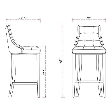MANHATTAN COMFORT Fifth Avenue Upholstered Wood Barstool Set of 2