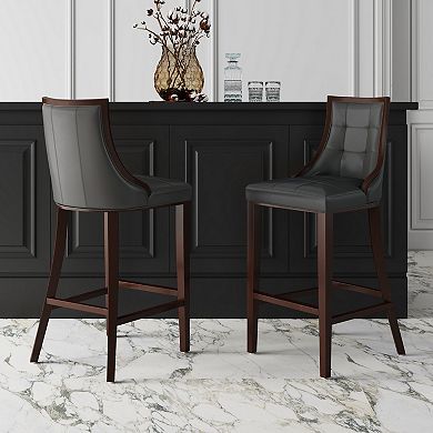 MANHATTAN COMFORT Fifth Avenue Upholstered Wood Barstool Set of 2