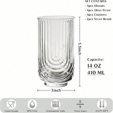 Handcrafted Vintage Highball Glasses - Perfect for Cocktails, Juice, and More