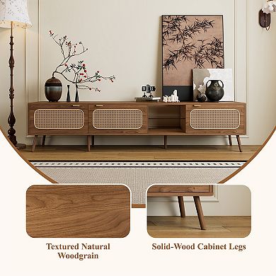 78" Storage Cabinet With TV Stand Open Shelf