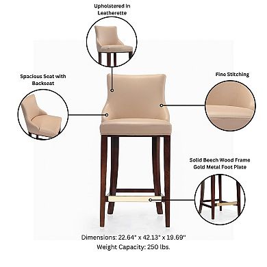 MANHATTAN COMFORT Shubert Upholstered Wood Barstool Set of 2