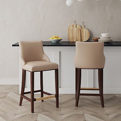 MANHATTAN COMFORT Shubert Upholstered Wood Barstool Set of 2