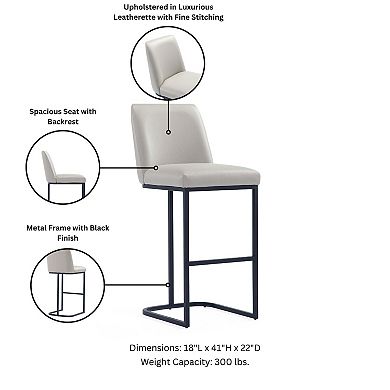 MANHATTAN COMFORT Serena Upholstered Metal Barstool Set of 2