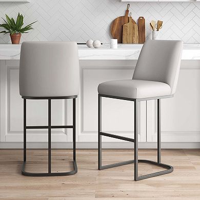 MANHATTAN COMFORT Serena Upholstered Metal Barstool Set of 2