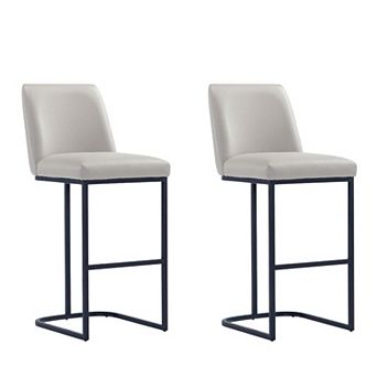 MANHATTAN COMFORT Serena Upholstered Metal Barstool Set of 2