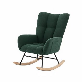 Nursery Teddy Rocking Chair, Soft Upholstered Glider Rocker for Adults