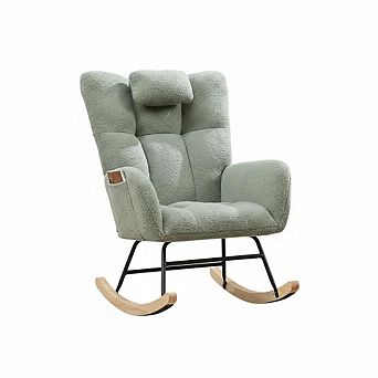 Nursery Teddy Rocking Chair, Soft Upholstered Glider Rocker for Adults