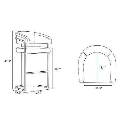 MANHATTAN COMFORT Augusta Upholstered Metal Barstool Set of 2