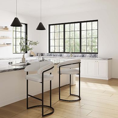 MANHATTAN COMFORT Augusta Upholstered Metal Barstool Set of 2