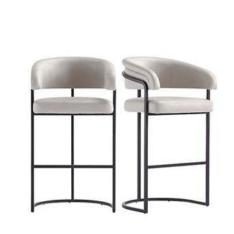 MANHATTAN COMFORT Augusta Upholstered Metal Barstool Set of 2