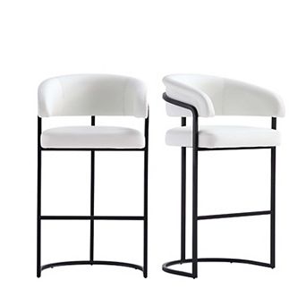 MANHATTAN COMFORT Augusta Upholstered Metal Barstool Set of 2