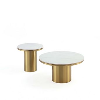 MANHATTAN COMFORT Glenn Modern Glam 2 pc Coffee Table & End Table Set
