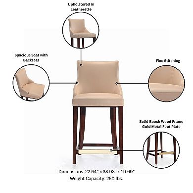 MANHATTAN COMFORT Shubert Upholstered Wood Counter Stool Set of 2