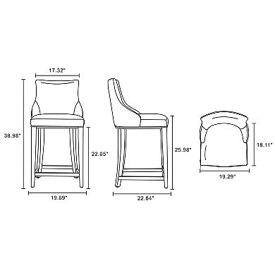 MANHATTAN COMFORT Shubert Upholstered Wood Counter Stool Set of 2