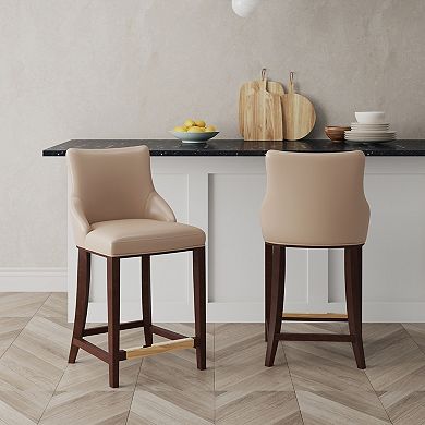 MANHATTAN COMFORT Shubert Upholstered Wood Counter Stool Set of 2