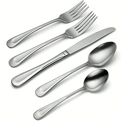 Desert-Inspired Sandblasted Stainless Flatware 45pc Set with Serving Pieces