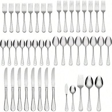 Desert-Inspired Sandblasted Stainless Flatware 45pc Set with Serving Pieces