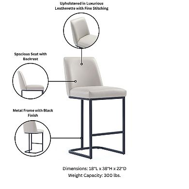 MANHATTAN COMFORT Serena Upholstered Metal Counter Stool Set of 2