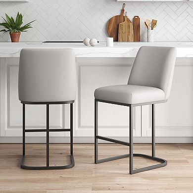 MANHATTAN COMFORT Serena Upholstered Metal Counter Stool Set of 2