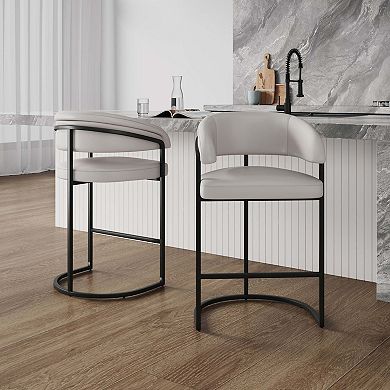 MANHATTAN COMFORT Augusta Upholstered Metal Counter Stool 2-Piece Set