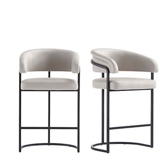 MANHATTAN COMFORT Augusta Upholstered Metal Counter Stool 2 pc Set