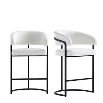 MANHATTAN COMFORT Augusta Upholstered Metal Counter Stool 2 pc Set