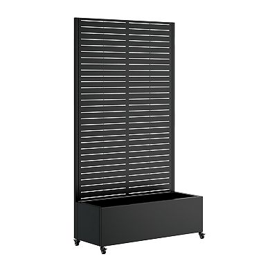 WOW PIONEER Large Metal Raised Garden Bed with Trellis and Locking Wheels