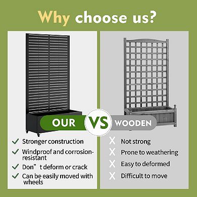 WOW PIONEER Large Metal Raised Garden Bed with Trellis and Locking Wheels