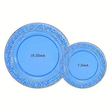Disposable Clear Crystal Gold Rim Plastic Plates - Elegant for Parties and Events