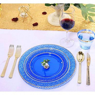 Disposable Clear Crystal Gold Rim Plastic Plates - Elegant for Parties and Events