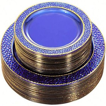 Disposable Clear Crystal Gold Rim Plastic Plates - Elegant for Parties and Events