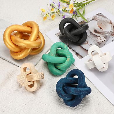 Wood Knot Decor, 6" Chain Link Home Desktop Ornaments Hand Carved Farmhouse Decor