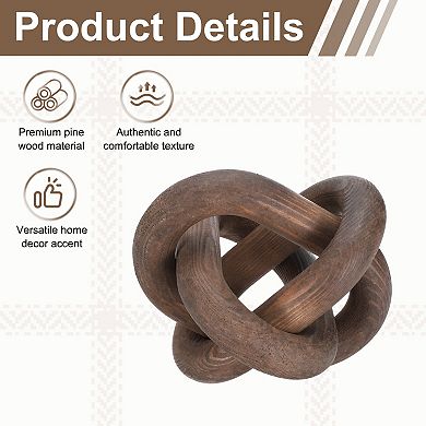 Wood Knot Decor, 6" Chain Link Home Desktop Ornaments Hand Carved Farmhouse Decor