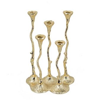 TOEMOA Five-Light Cast Aluminum Sculptural Taper Candle Holder Candelabra