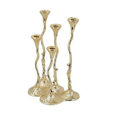 TOEMOA Five-Light Cast Aluminum Sculptural Taper Candle Holder Candelabra