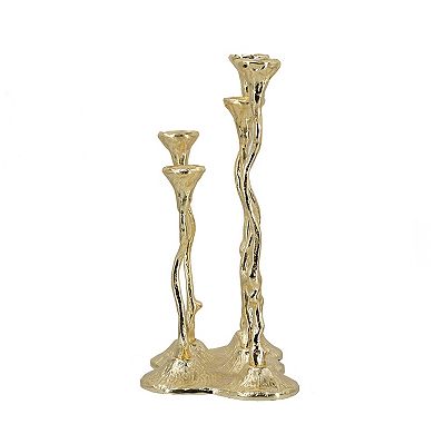 TOEMOA Five-Light Cast Aluminum Sculptural Taper Candle Holder Candelabra
