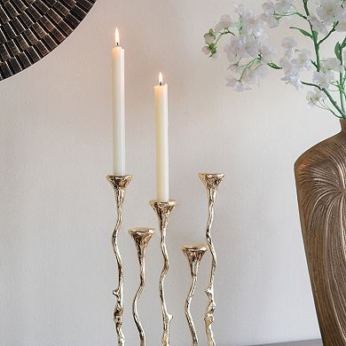 TOEMOA Five-Light Cast Aluminum Sculptural Taper Candle Holder Candelabra