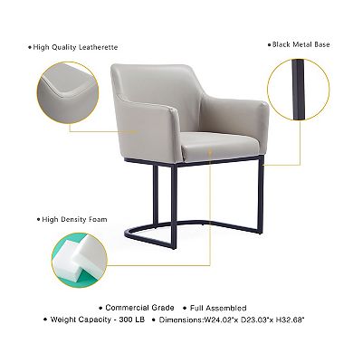 MANHATTAN COMFORT Serena Modern Vegan Leather Upholstered Dining Armchair Set of 2
