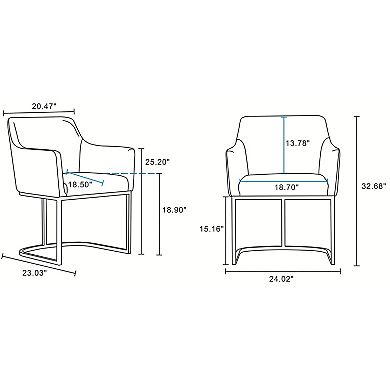 MANHATTAN COMFORT Serena Modern Vegan Leather Upholstered Dining Armchair Set of 2