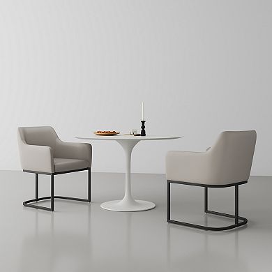 MANHATTAN COMFORT Serena Modern Vegan Leather Upholstered Dining Armchair Set of 2