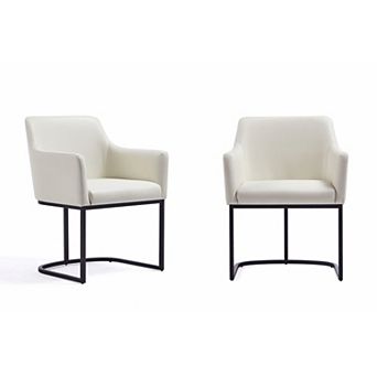 MANHATTAN COMFORT Serena Modern Vegan Leather Upholstered Dining Armchair Set of 2