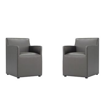 MANHATTAN COMFORT Anna Square Vegan Leather Upholstered Dining Armchair Set of 2