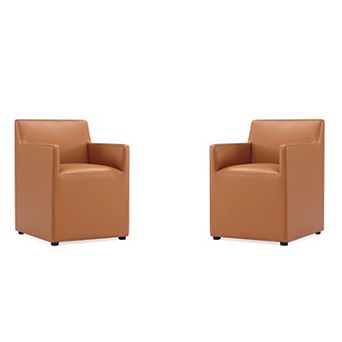 MANHATTAN COMFORT Anna Square Vegan Leather Upholstered Dining Armchair Set of 2