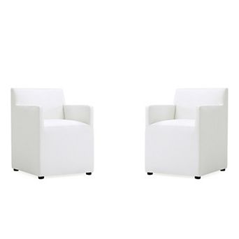 MANHATTAN COMFORT Anna Square Vegan Leather Upholstered Dining Armchair Set of 2
