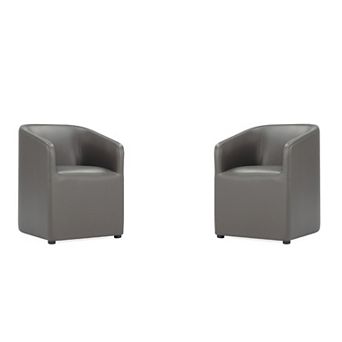 MANHATTAN COMFORT Anna Round Vegan Leather Upholstered Dining Armchair Set of 2