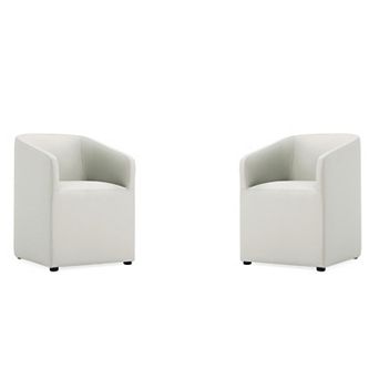 MANHATTAN COMFORT Anna Round Vegan Leather Upholstered Dining Armchair Set of 2