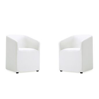 MANHATTAN COMFORT Anna Round Vegan Leather Upholstered Dining Armchair Set of 2