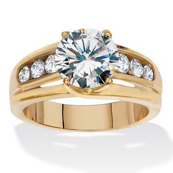 3.46 TCW Round Cubic Zirconia Ring Gold Ion-Plated Stainless Steel Ring